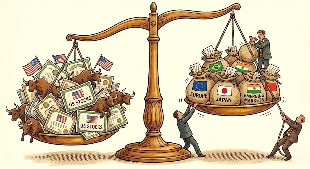 미국 주식과 글로벌 해외 주식들과 저울로 비교