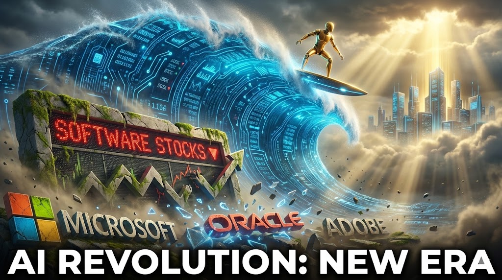 AI 역습으로 폭락하는 소프트웨어 주가 전광판과 기회의 파도를 타는 투자자 썸네일