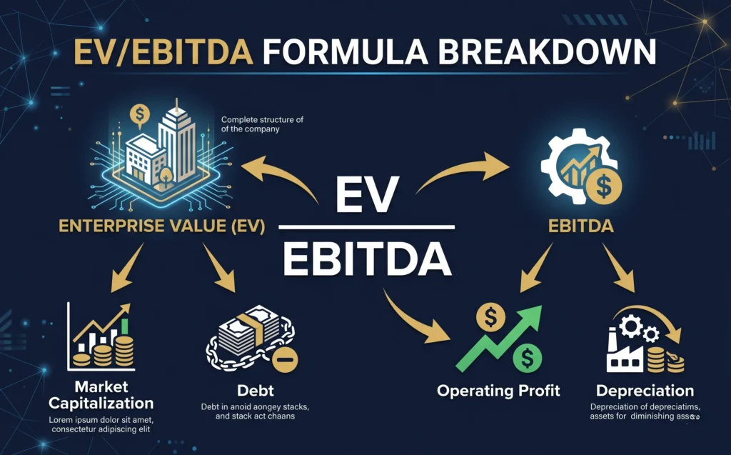 EV/EBITDA 계산 공식 설명 기업가치 EBITDA 도식