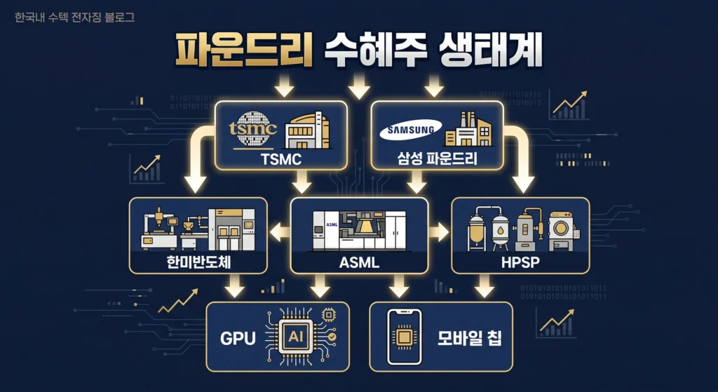파운드리 관련주 수혜주 공급망 생태계 한국 반도체 투자