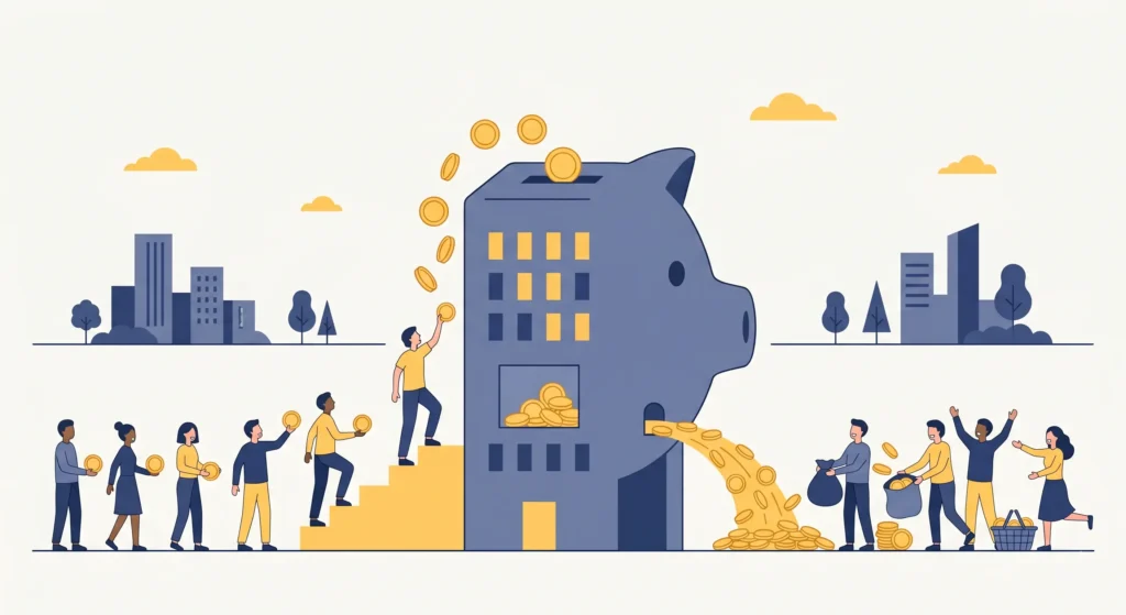 리츠 투자 구조를 설명하는 일러스트