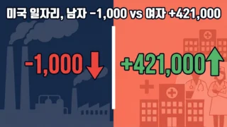 미국 고용지표 성별 일자리 변화 비교 그래픽